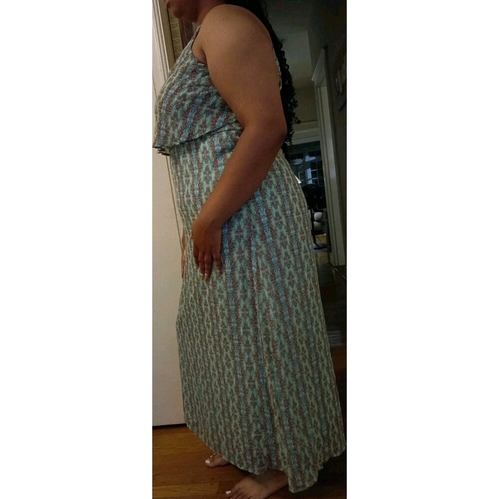 Long Floral Pink And Green Faded Glory Dress Women's Size XL